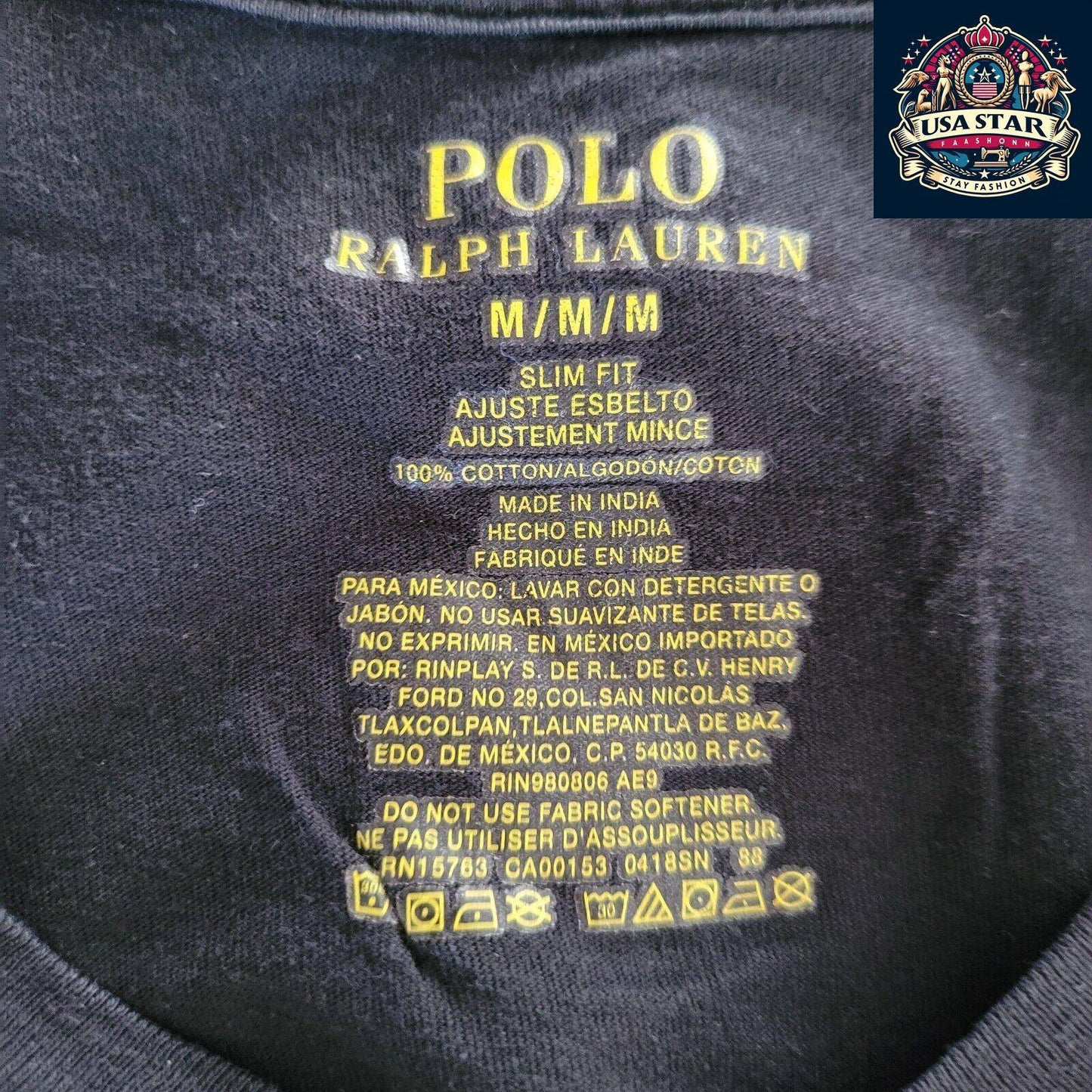 Polo Ralph Lauren V-Neck T-Shirt M - Soft Cotton, Classic Black, Timeless Style for Men - USASTARFASHION