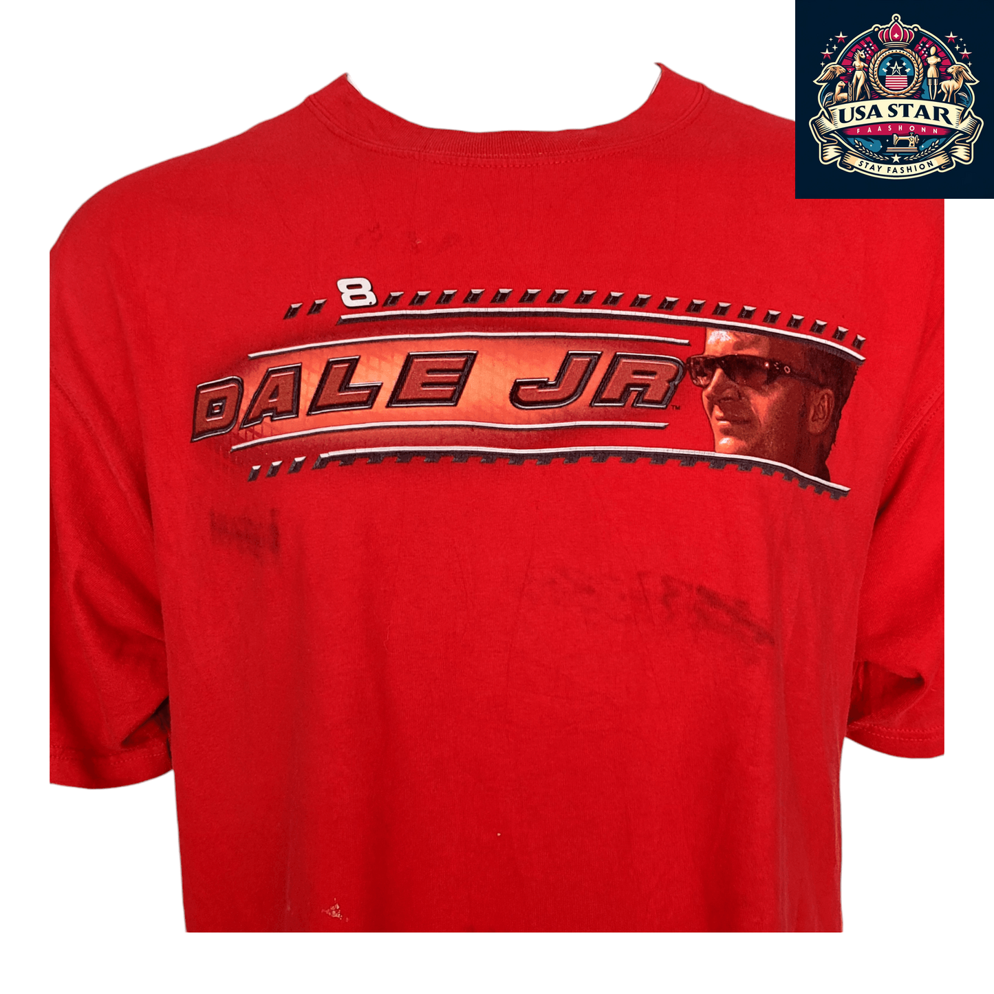 Vintage Dale Jr T-Shirt - Red XL Size - 100% Cotton - Unique Racing Fan Apparel - USASTARFASHION