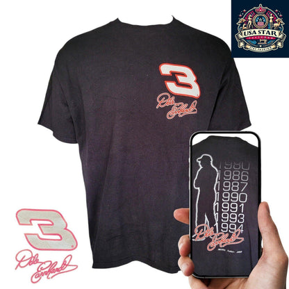 Dale Earnhardt T-Shirt XL Black – Vintage #3 Graphic, Soft Cotton, Comfortable Fit for Fans - USASTARFASHION