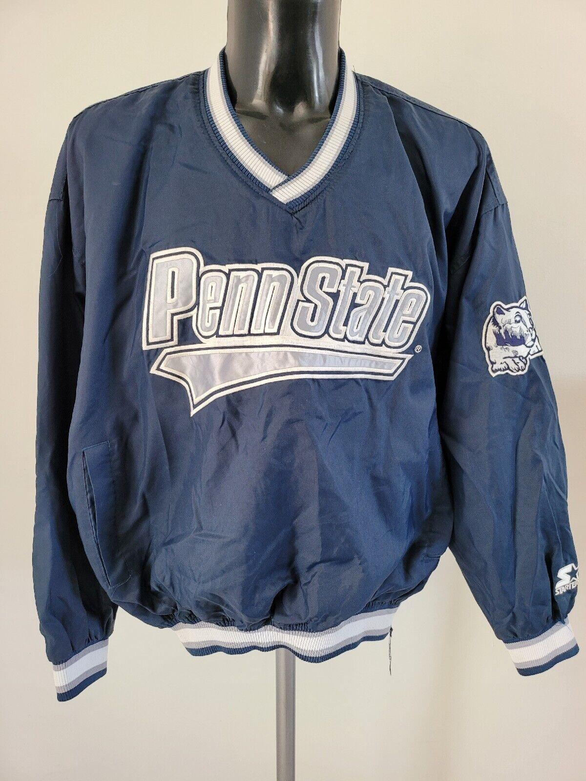 Vintage Starter Penn State Nittany Lions Pullover Jacket - NCAA L Size 52" Chest-USASTARFASHION