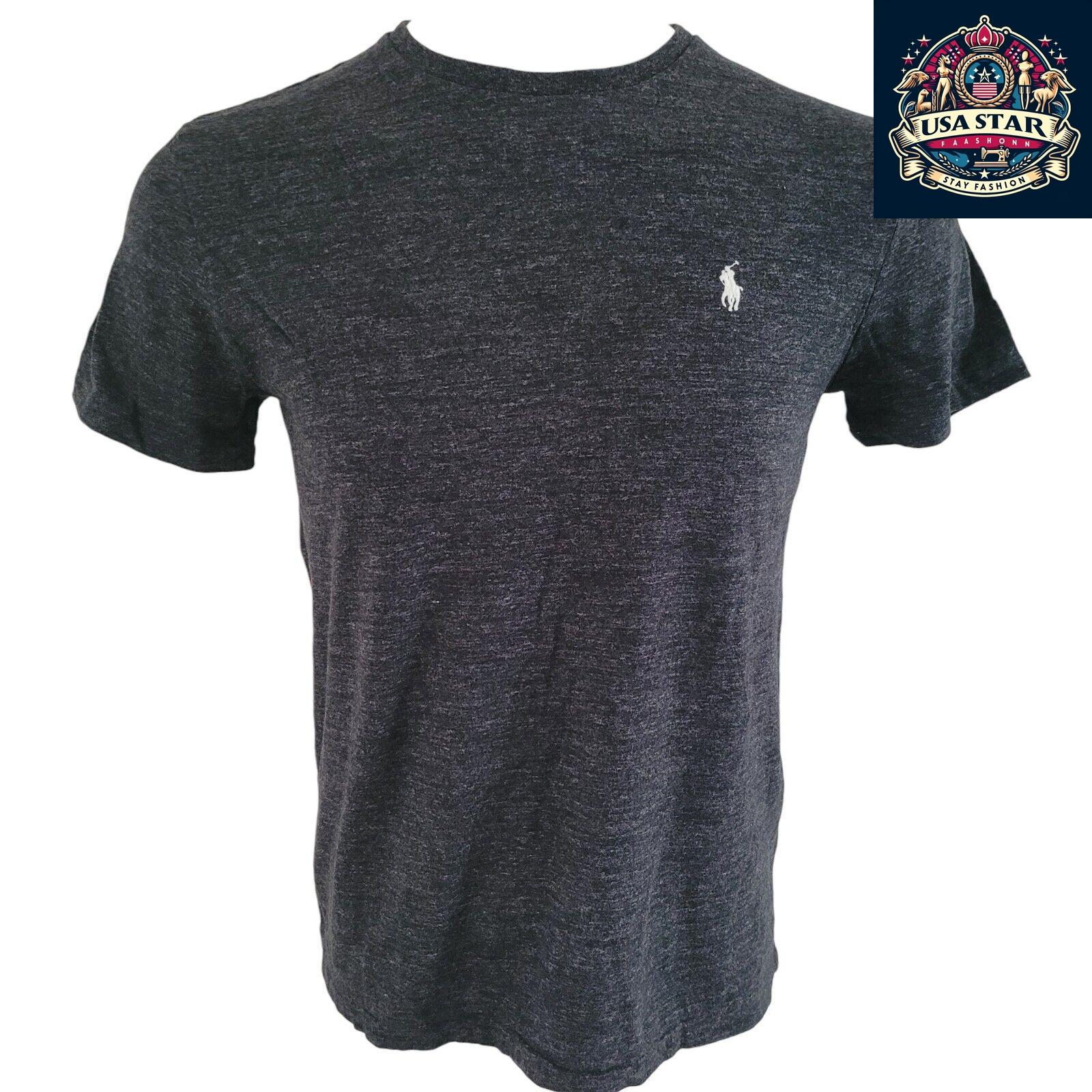 Polo Ralph Lauren Crew Neck T-Shirt Size S, Soft Cotton, Classic Fit, Light Black Color - USASTARFASHION