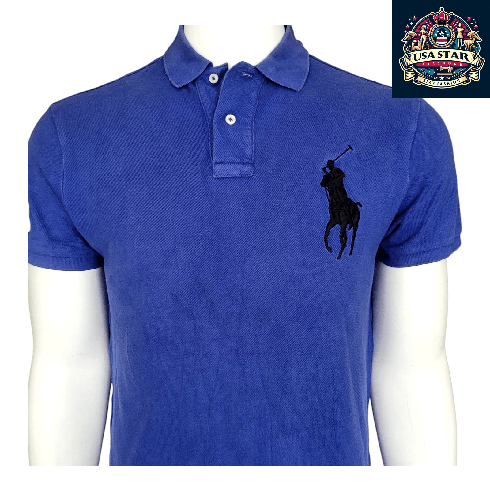 Ralph Lauren Polo Shirt for Men, Custom Slim Fit, Vibrant Blue, Size M - Stylish & Comfortable - USASTARFASHION