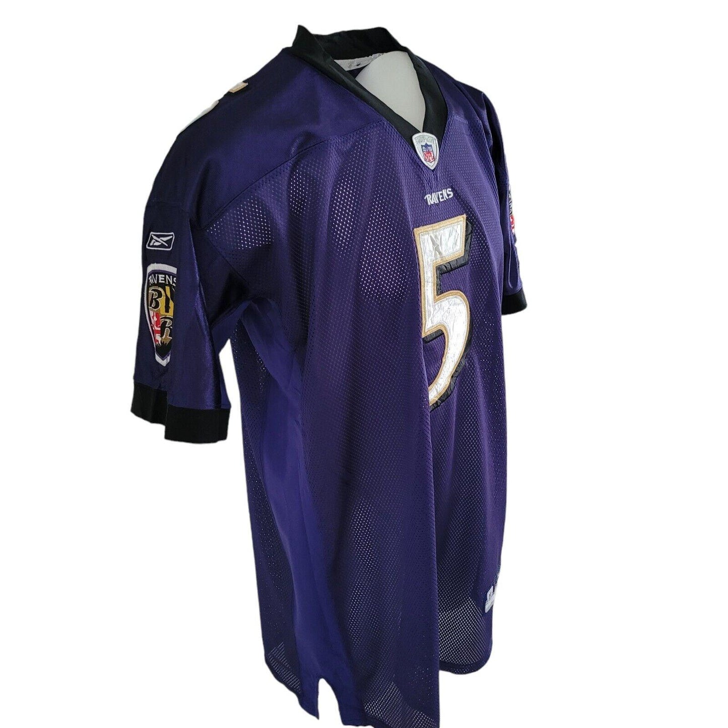 Reebok Baltimore Ravens #5 Flacco Jersey T Shirt - Purple Size 56 Men's-USASTARFASHION