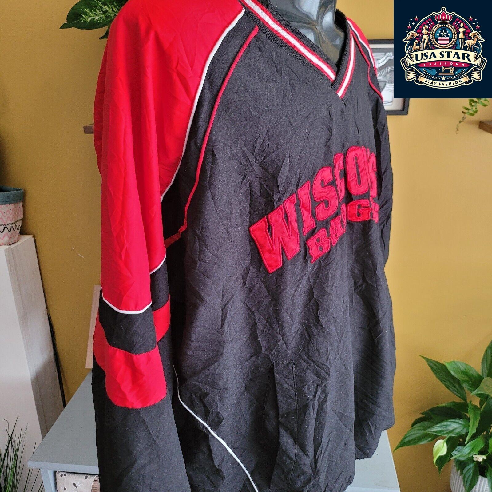 Vintage Wisconsin G-III APPAREL Badgers Windbreaker 2XL College  Lined V Neck - USASTARFASHION