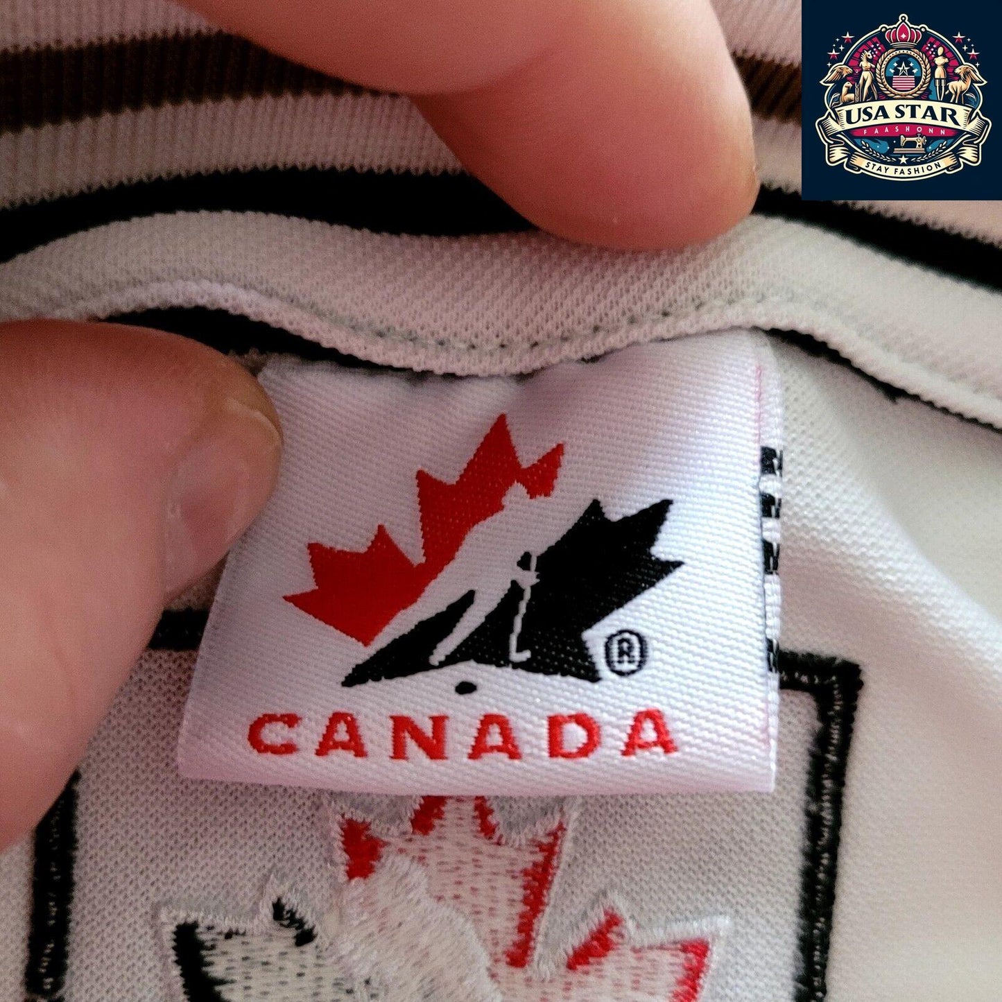 Vintage Team Canada Hockey Jersey - Large, 100% Polyester, Retro Style with Bold Graphics - USASTARFASHION