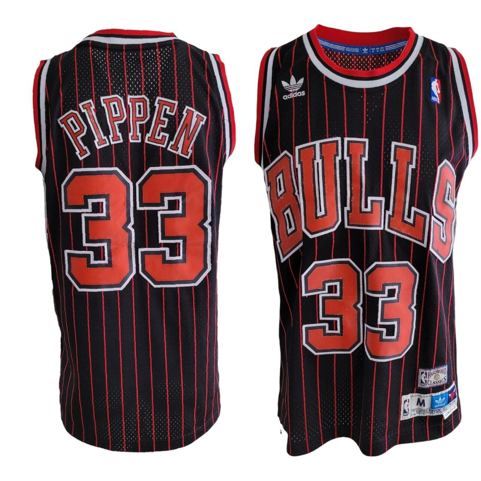 Chicago Bulls Scottie Pippen #33 Black & Red Pinstripe NBA Jersey Size M - BNWT-USASTARFASHION