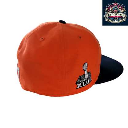 New Era Denver Broncos Super Bowl XLVIII 59FIFTY Fitted Hat - Orange, Size 7 3/8, Premium Quality - USASTARFASHION