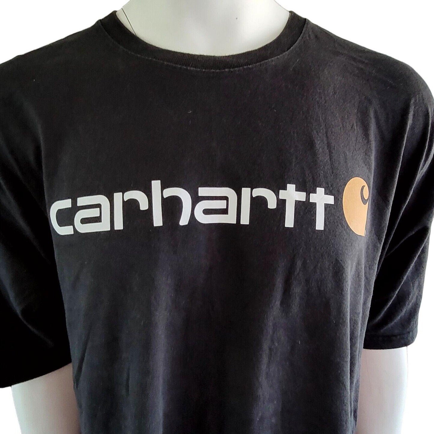 Vintage Carhartt 2XL Charcoal Black Logo T-Shirt | 100% Cotton Short Sleeve Tee-USASTARFASHION