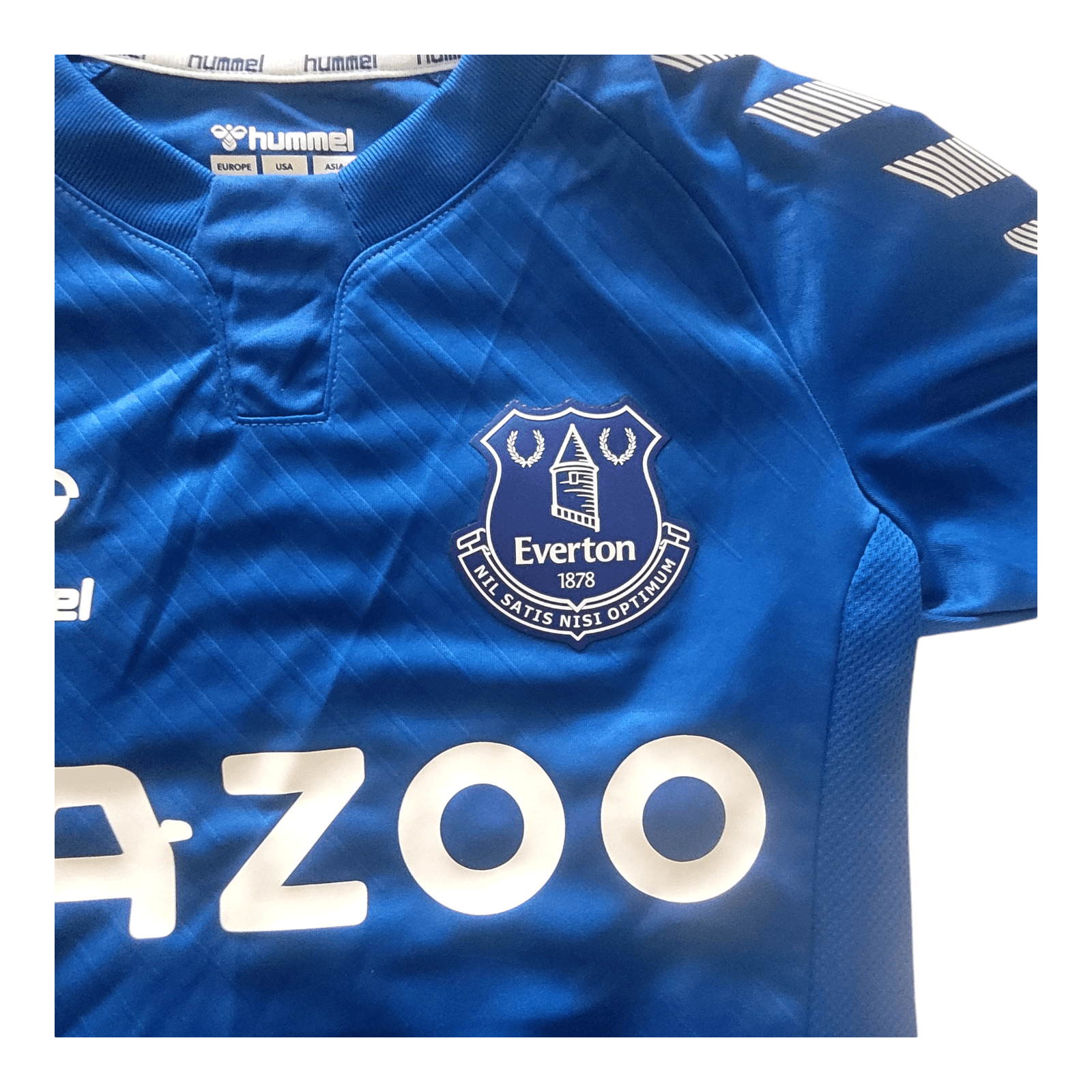 Everton FC 2021-2022 Home Jersey Youth 6Y/116cm Hummel Isaac #4 Cazoo Sponsor