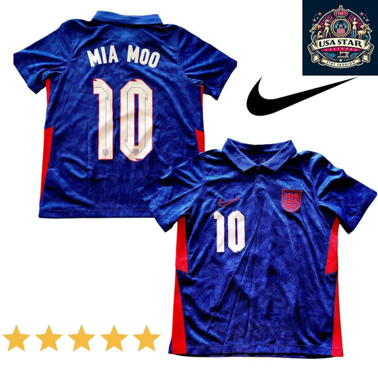 Nike England Kids Jersey 2020/21 Away Jersey XL (Ages 7-8) Custom "Mia Moo" #10 Blue/Red - USASTARFASHION