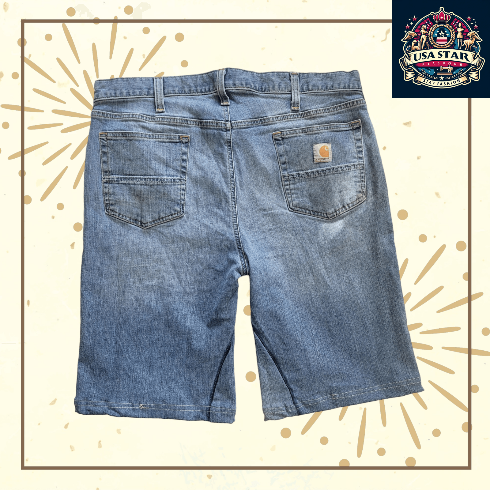 Carhartt Denim Jorts W38 - Vintage Blue, Relaxed Fit, Durable Cotton for Summer Adventures - USASTARFASHION