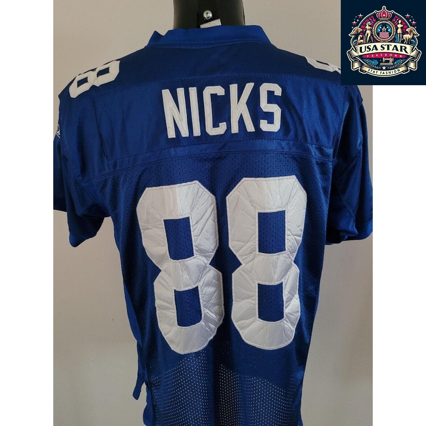 Hakeem Nicks New York Giants Jersey Reebok Size 48 M Vintage Blue Red Authentic Merchandise - USASTARFASHION