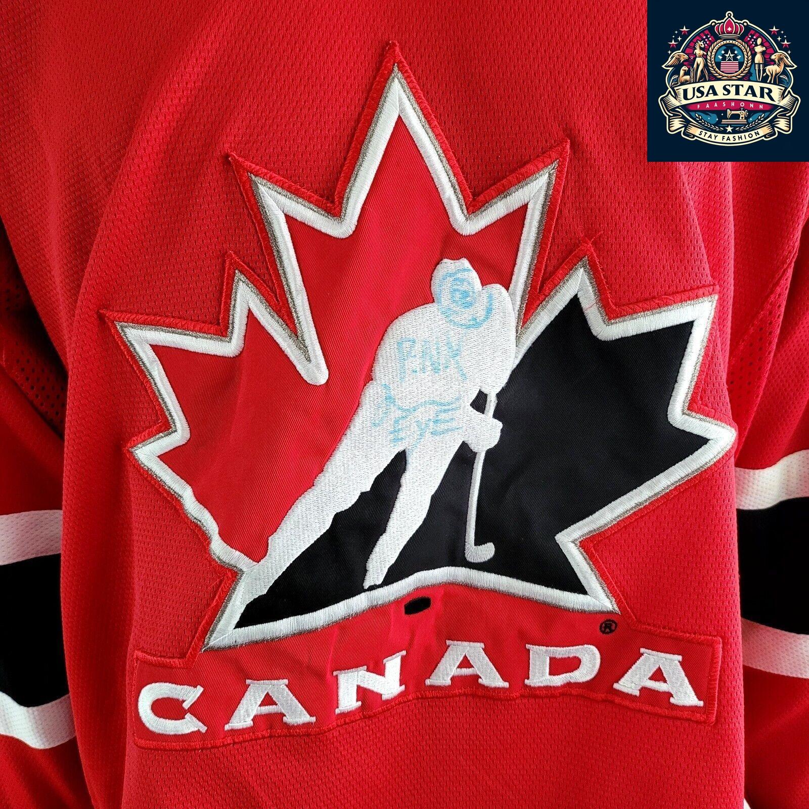 Signed Canada Hockey Jersey Adult XL with Unique Pink Eye Design - Lightweight Red Nike Authentic - USASTARFASHION