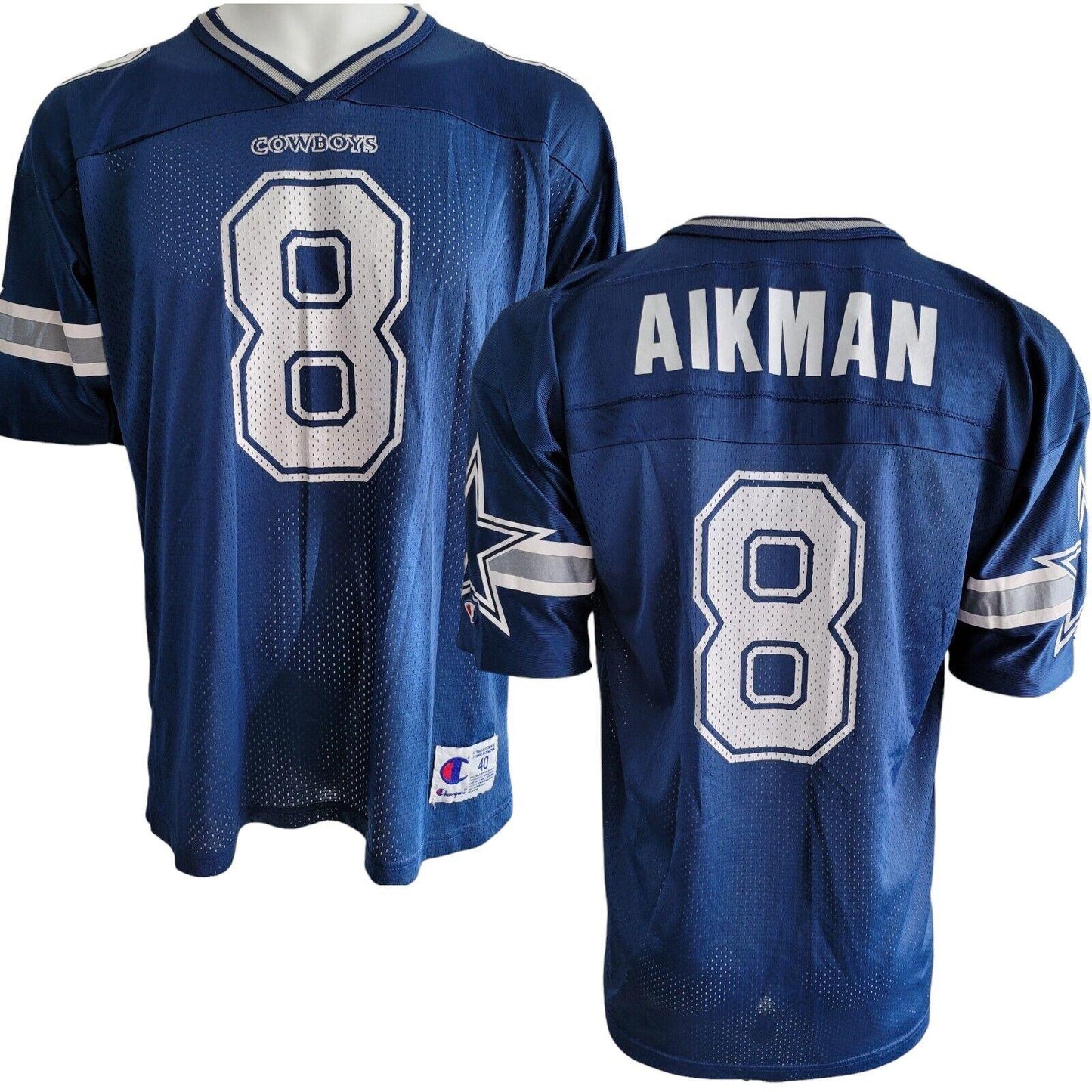 Vintage Champion Dallas Cowboys #8 Aikman Football Jersey - Authentic Men's Size 48-USASTARFASHION