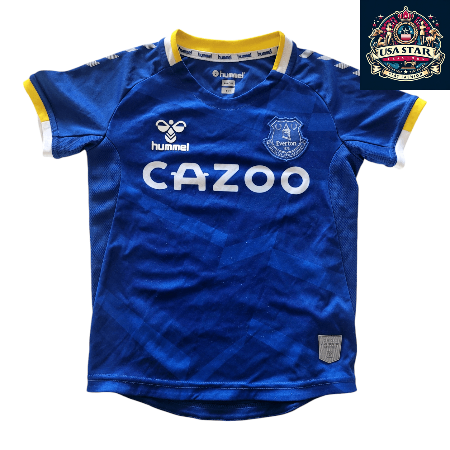 Everton FC Youth Jersey 2021-2022 Home Hummel Holmes #4 for Kids 3-4Y Team Blue Moisture-Wicking - USASTARFASHION