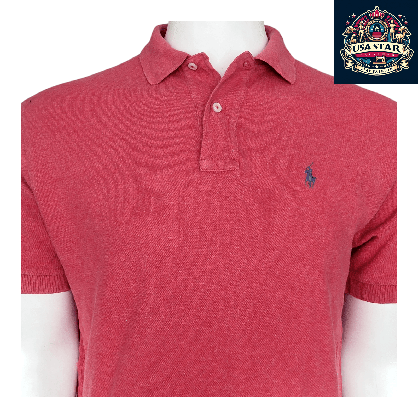 Polo Ralph Lauren Men's Red Classic Fit Polo Shirt, 100% Cotton, Timeless Casual Style, Size M - USASTARFASHION