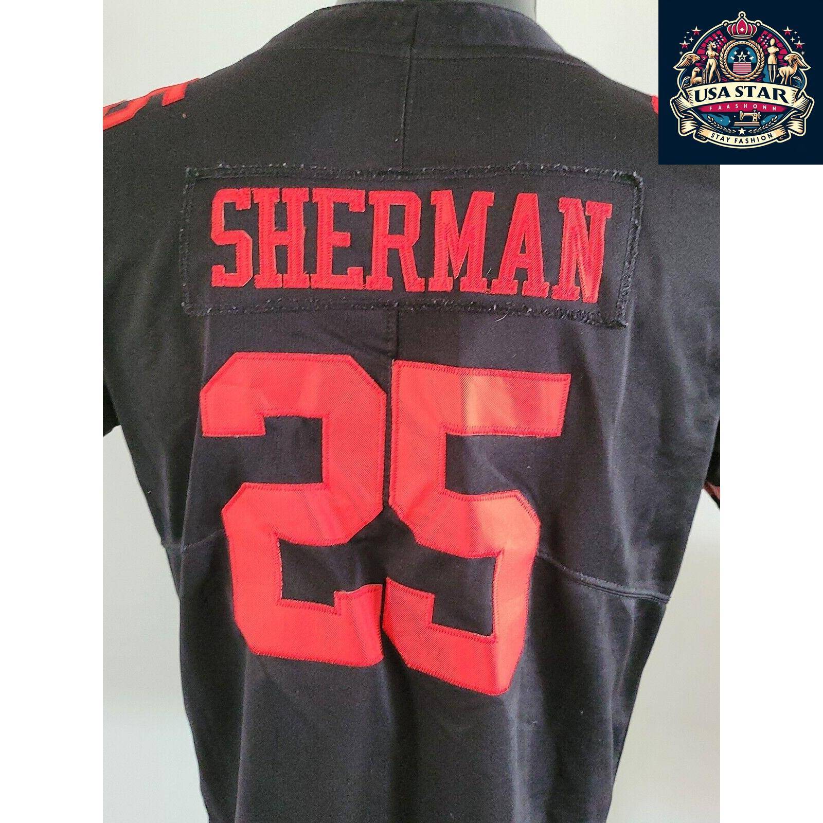 NFL Nike San Francisco 49ers Jersey #25 Richard Sherman Youth XL Black Football Shirt for Kids - USASTARFASHION