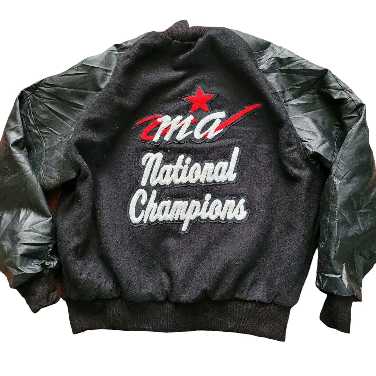 Ma National Champions Varsity Wool Jacket in Size L - Premium USA-made Athletics Apparel-USASTARFASHION