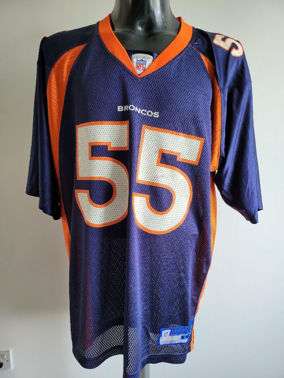 NFL Reebok Denver Broncos DJ Williams #55 Navy Authentic Onfield Jersey - Size L-USASTARFASHION