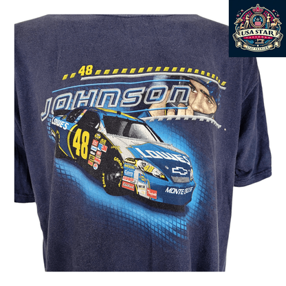 Jimmie Johnson T-Shirt XL by Chase Authentics - Black Cotton with #48 Lowe's Chevy Logo - USASTARFASHION