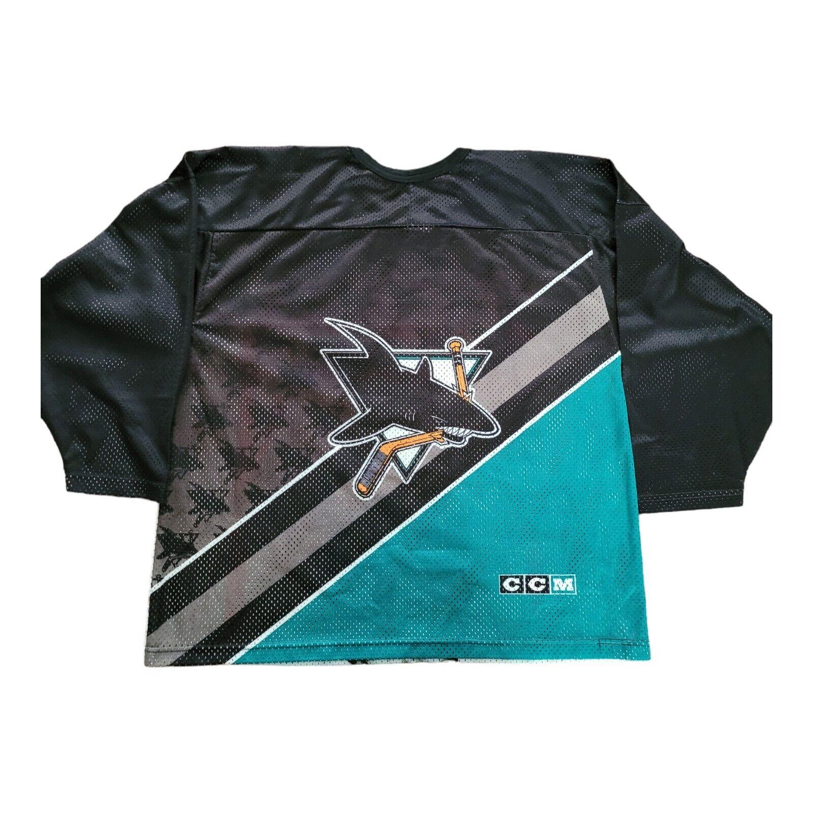 Vintage CCM San Jose Sharks Hockey Jersey - Size XL (25.5" Pit-to-Pit)-USASTARFASHION