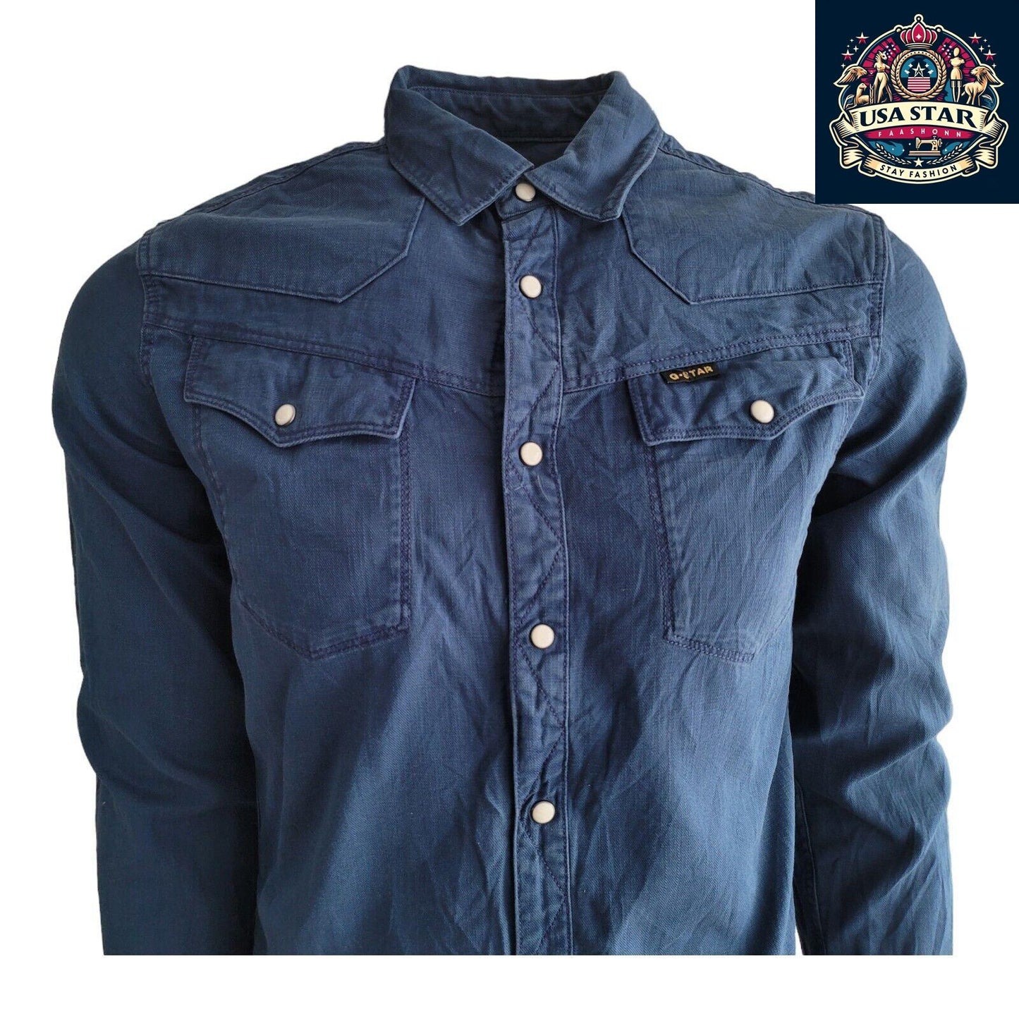 👨‍🎤👕 G-Star Raw Denim Shirt Men's Sz M - Great Vintage Condition 👕👨‍🎤 - USASTARFASHION