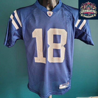 Peyton Manning Jersey Youth #18 Stitched Colts Jersey Large Size 14-16 NFL Football Apparel - USASTARFASHION