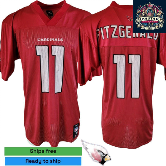 NFL Arizona Cardinals Larry Fitzgerald Jersey #11 by Reebok, Authentic Medium Size, Durable & Comfortable - USASTARFASHION