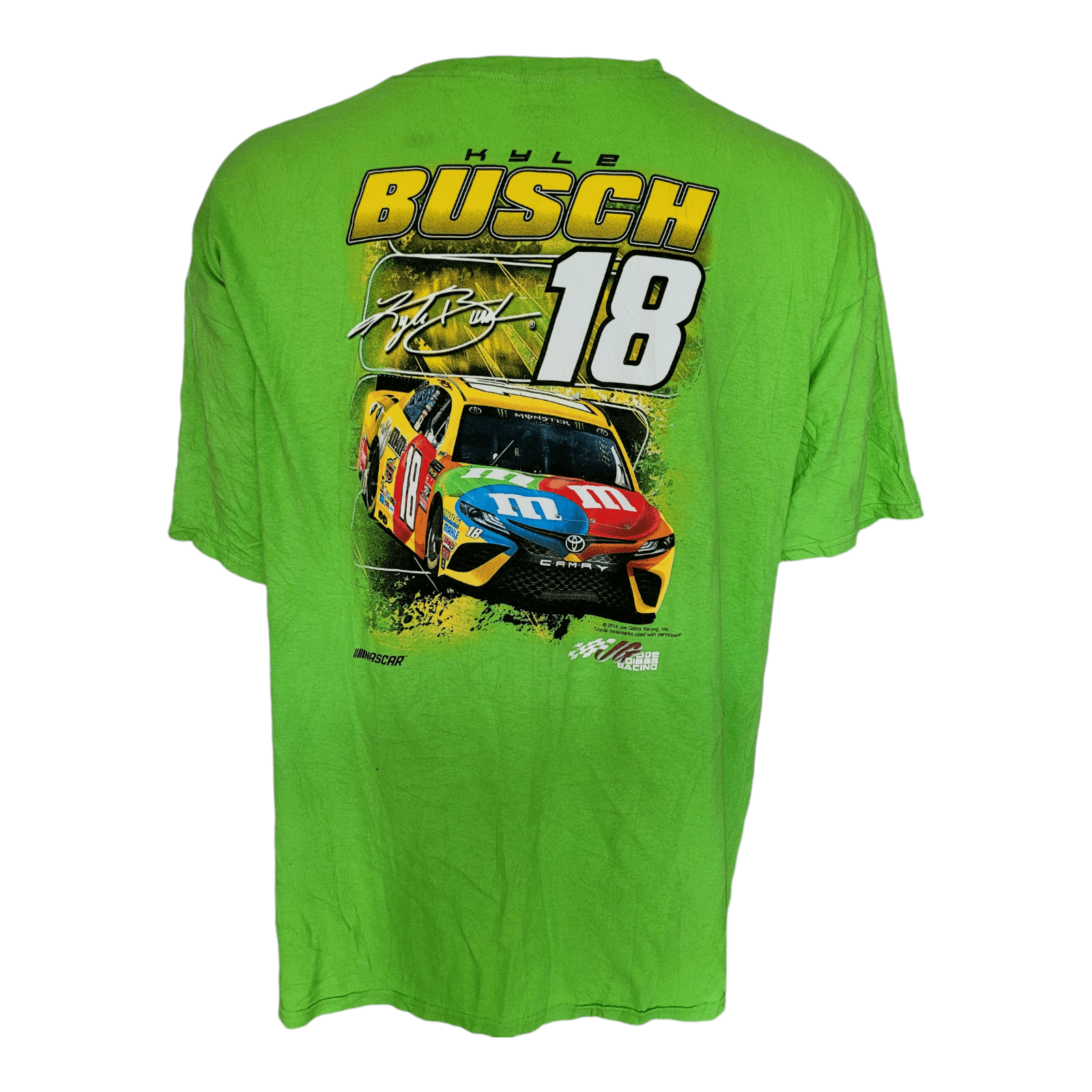 Kyle Busch #18 M&M's NASCAR Racing T-Shirt 3XL Green Joe Gibbs Racing Vintage