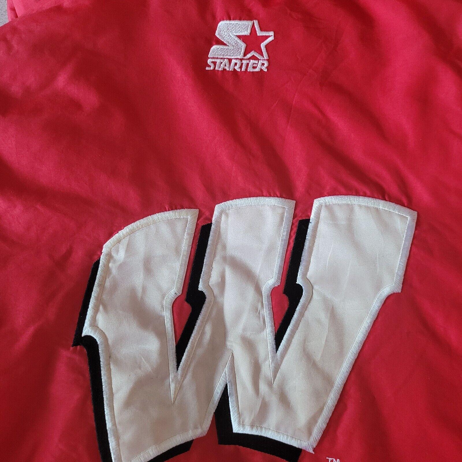 Wisconsin Badgers NHL Puffa Jacket - Red Vintage Starter - Size L - 27" Chest, 28" Length-USASTARFASHION