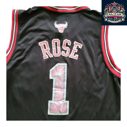 Adidas Chicago Bulls Jersey #1 Derrick Rose Vintage Large Nostalgic NBA Basketball Apparel - USASTARFASHION