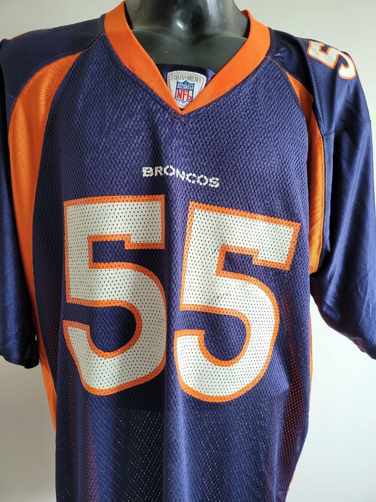 NFL Reebok Denver Broncos DJ Williams #55 Navy Authentic Onfield Jersey - Size L-USASTARFASHION