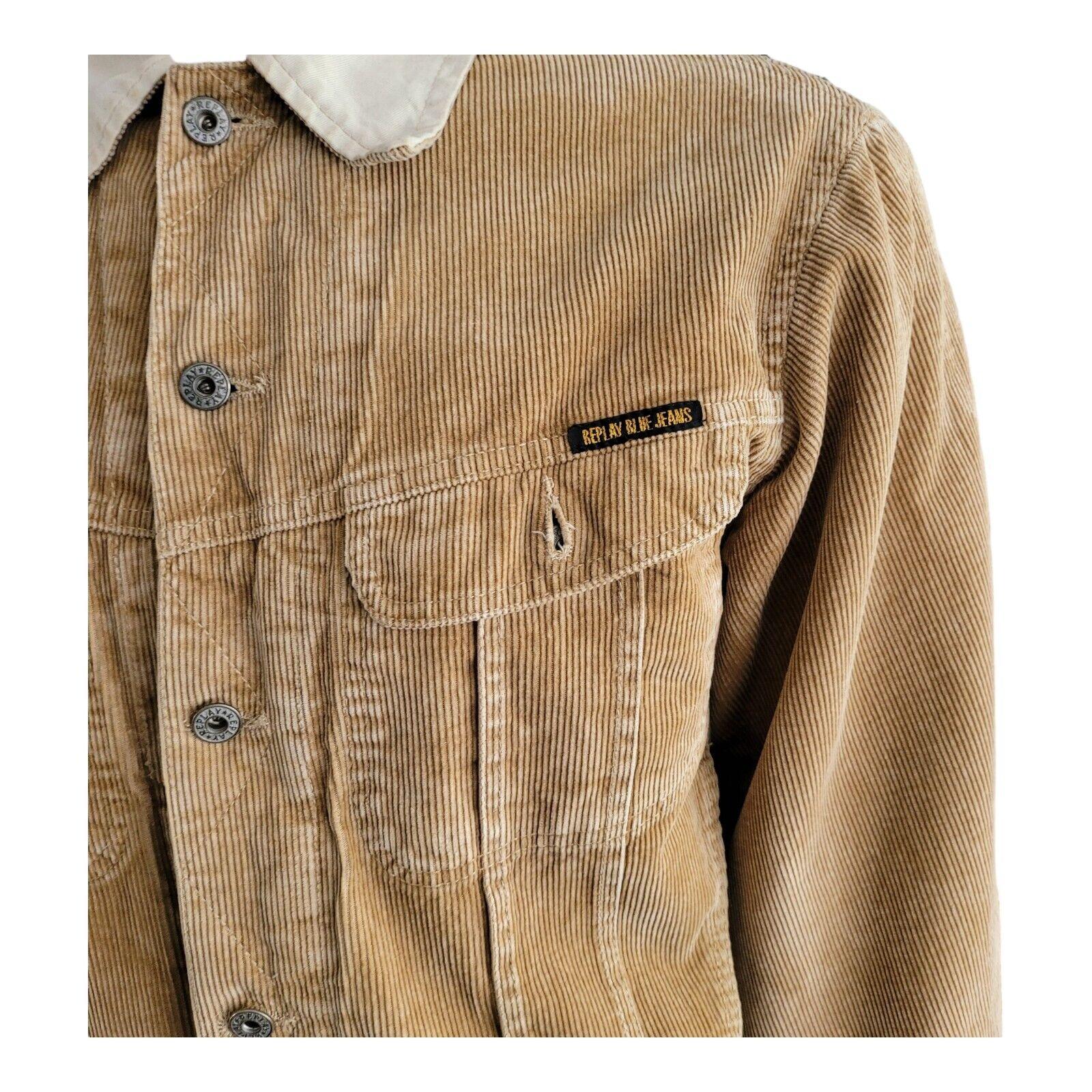 Replay Men XL Corduroy Trucker Jacket with Button-Down Closure-USASTARFASHION