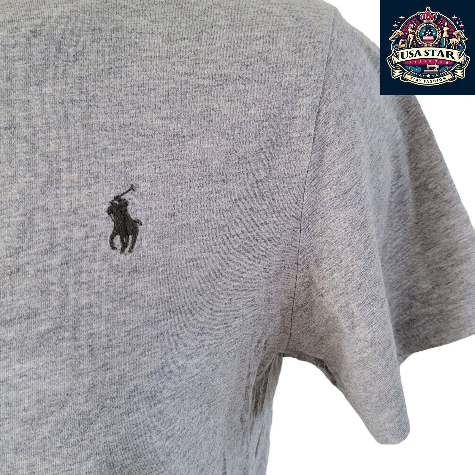 Grey Polo Ralph Lauren Shirt, Custom Slim Fit, Size L, High-Quality Cotton, Elegant Style USASTARFASHION