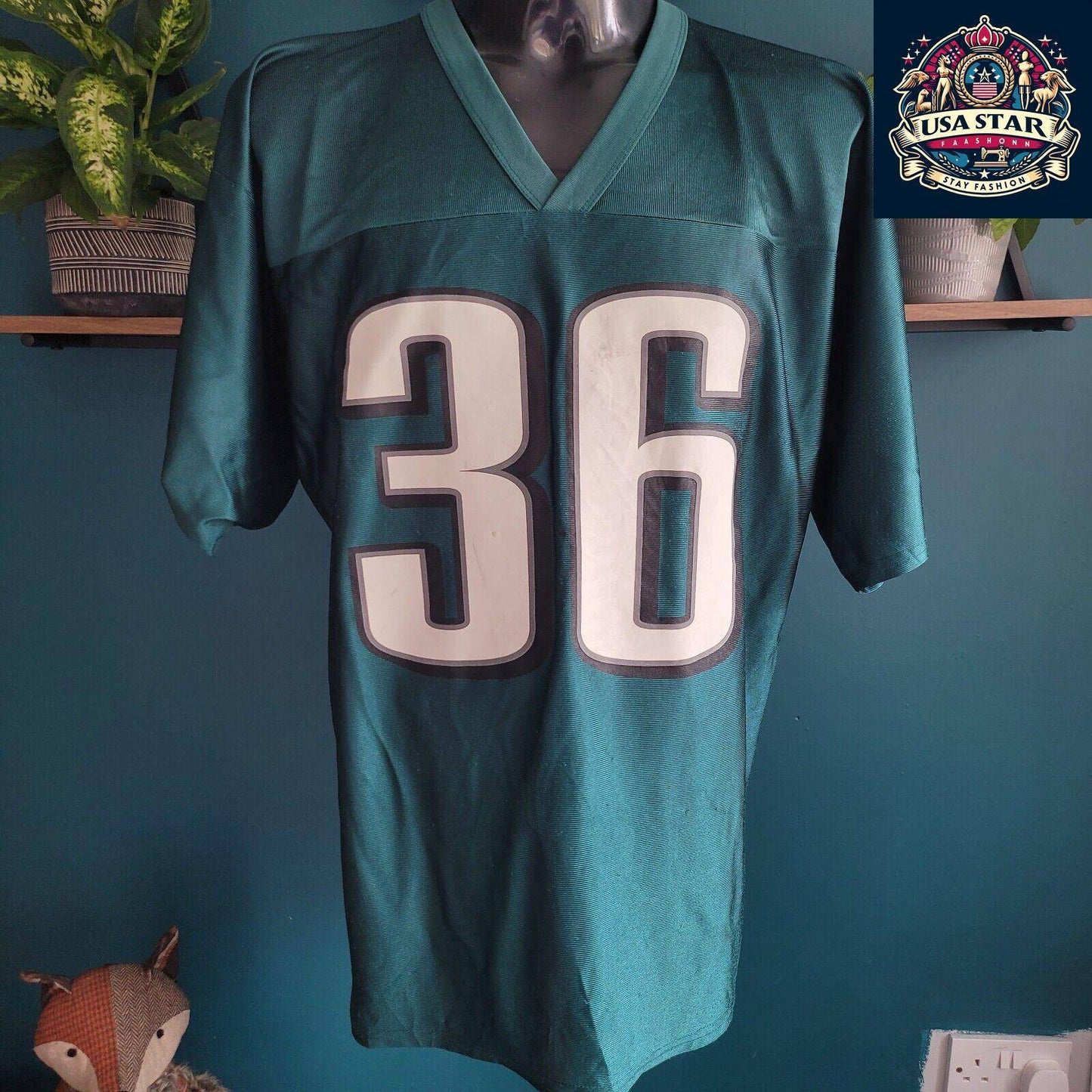 Philadelphia Eagles Shirt #36 Brian Westbrook for Adults, Large, Green, Breathable Fabric - USASTARFASHION