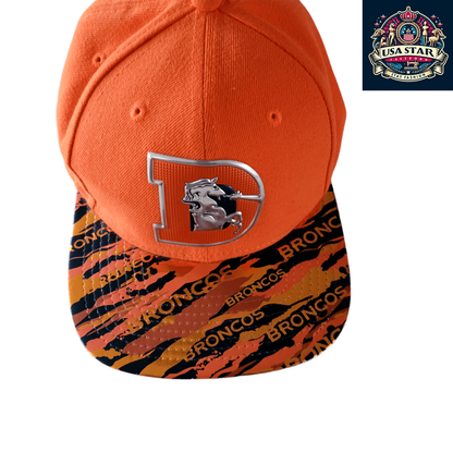 Denver Broncos Snapback Hat 9Fifty Adjustable Flat Brim Cap in Vibrant Orange for Fans - USASTARFASHION