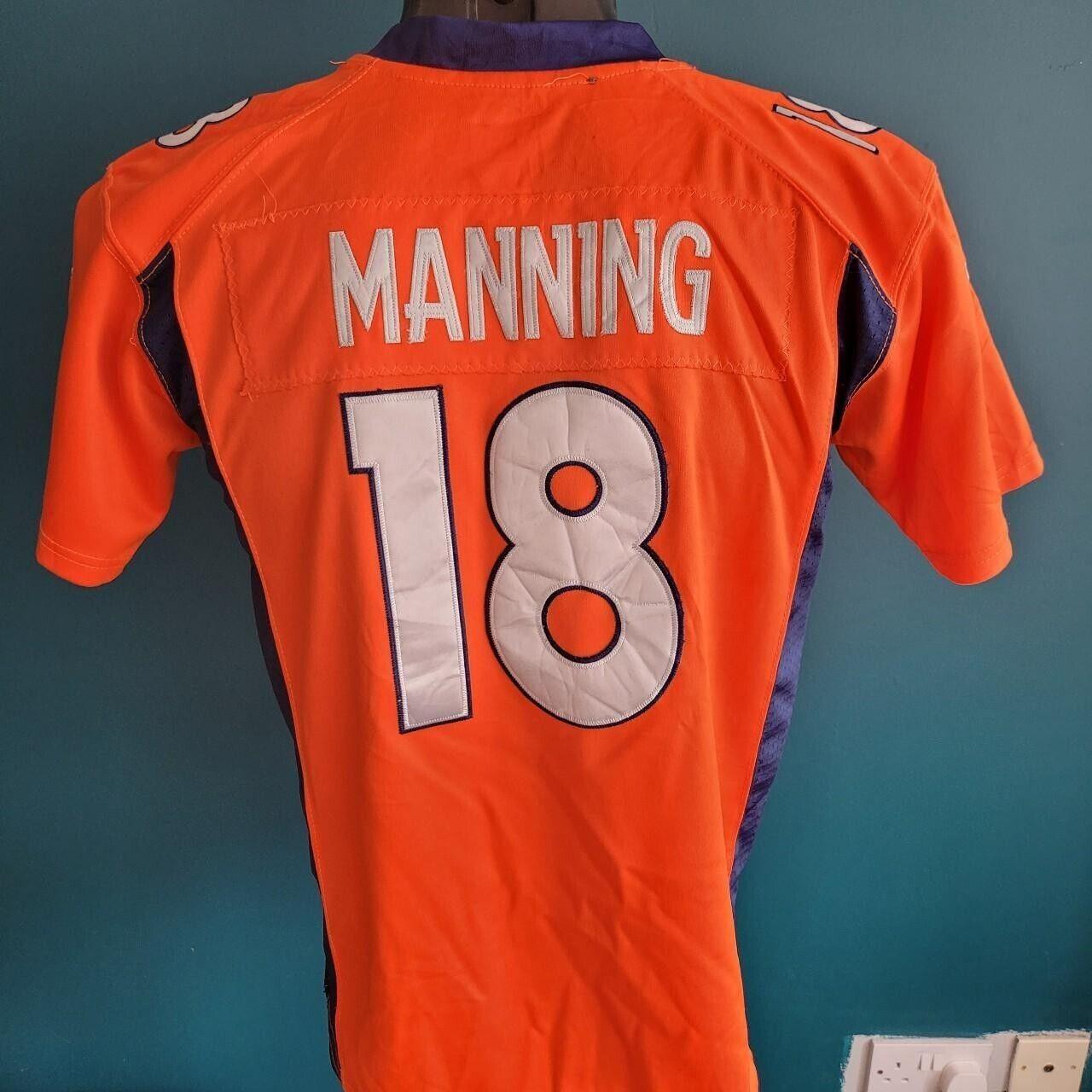 NFL Broncos Jersey No. 18 Manning Youth L (14-16), Adult S - Official Team Colors-USASTARFASHION