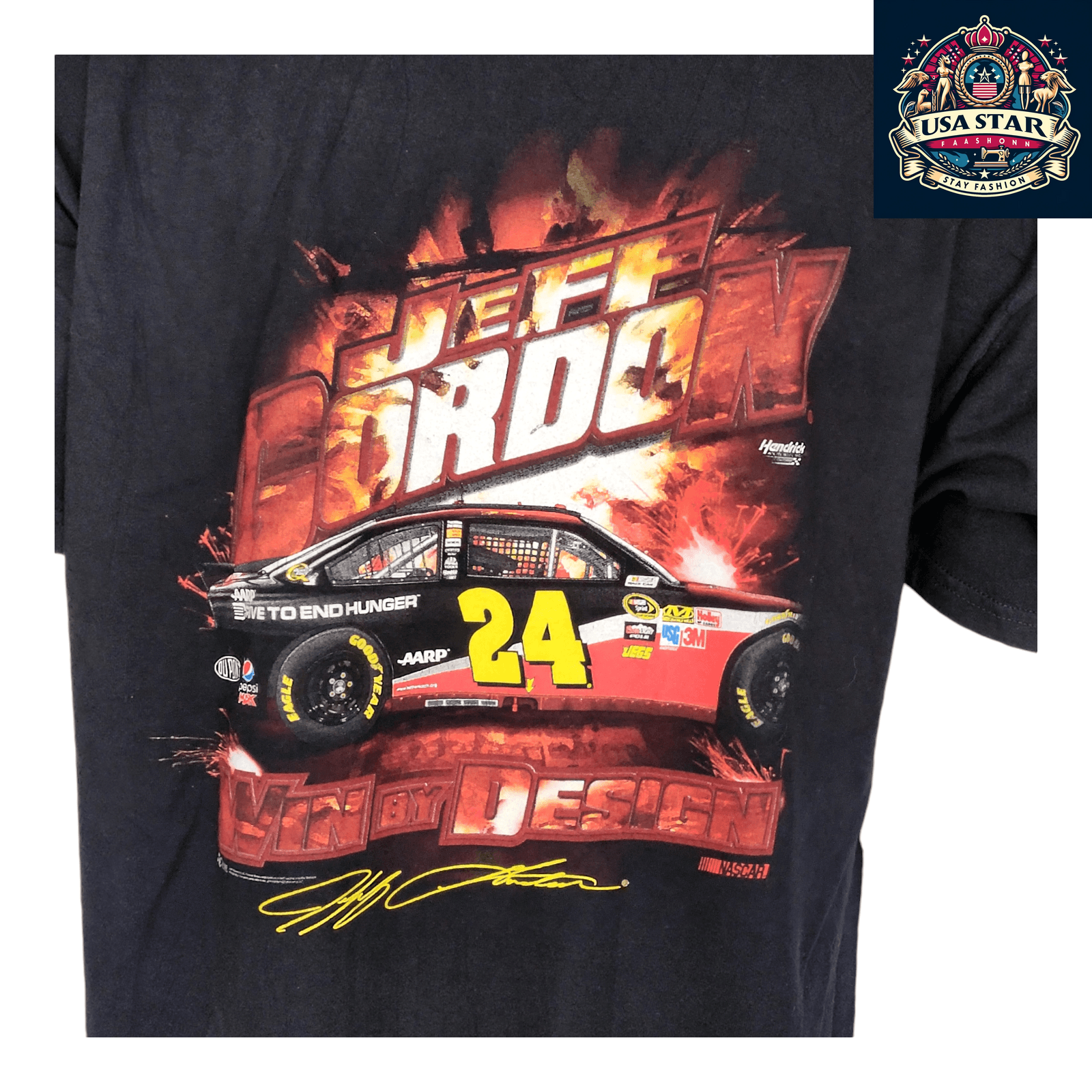 Jeff Gordon NASCAR T-Shirt XL - Chase Authentics #24 Chevy Impala Lead By Example Design - USASTARFASHION