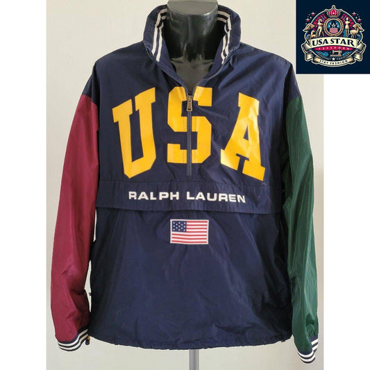 Ralph Lauren Windbreaker Jacket XL, Lightweight Classic Style, Chest 54", Vintage Condition - USASTARFASHION