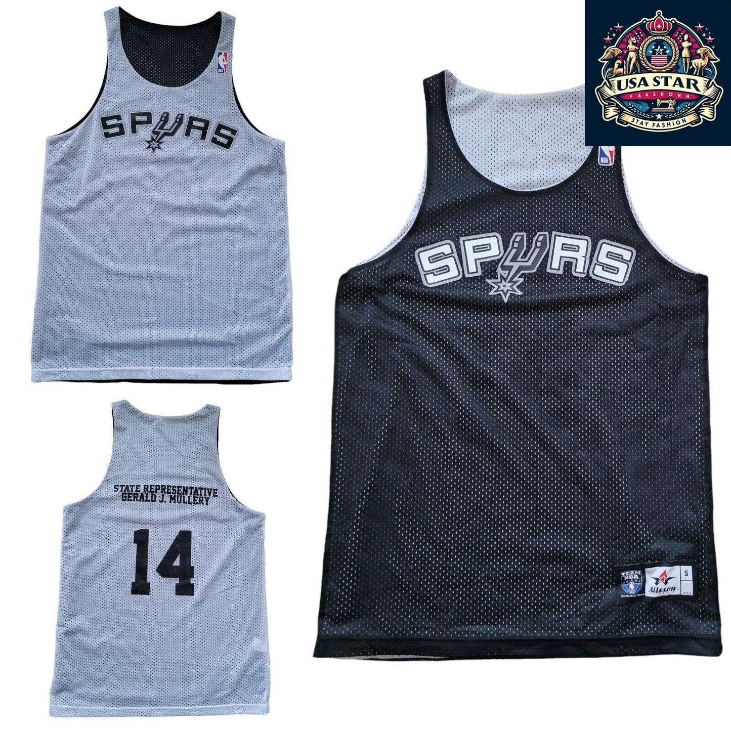 Reversible Alleson Athletic San Antonio Spurs Jersey #14 Size S - Durable, Comfortable Design - USASTARFASHION