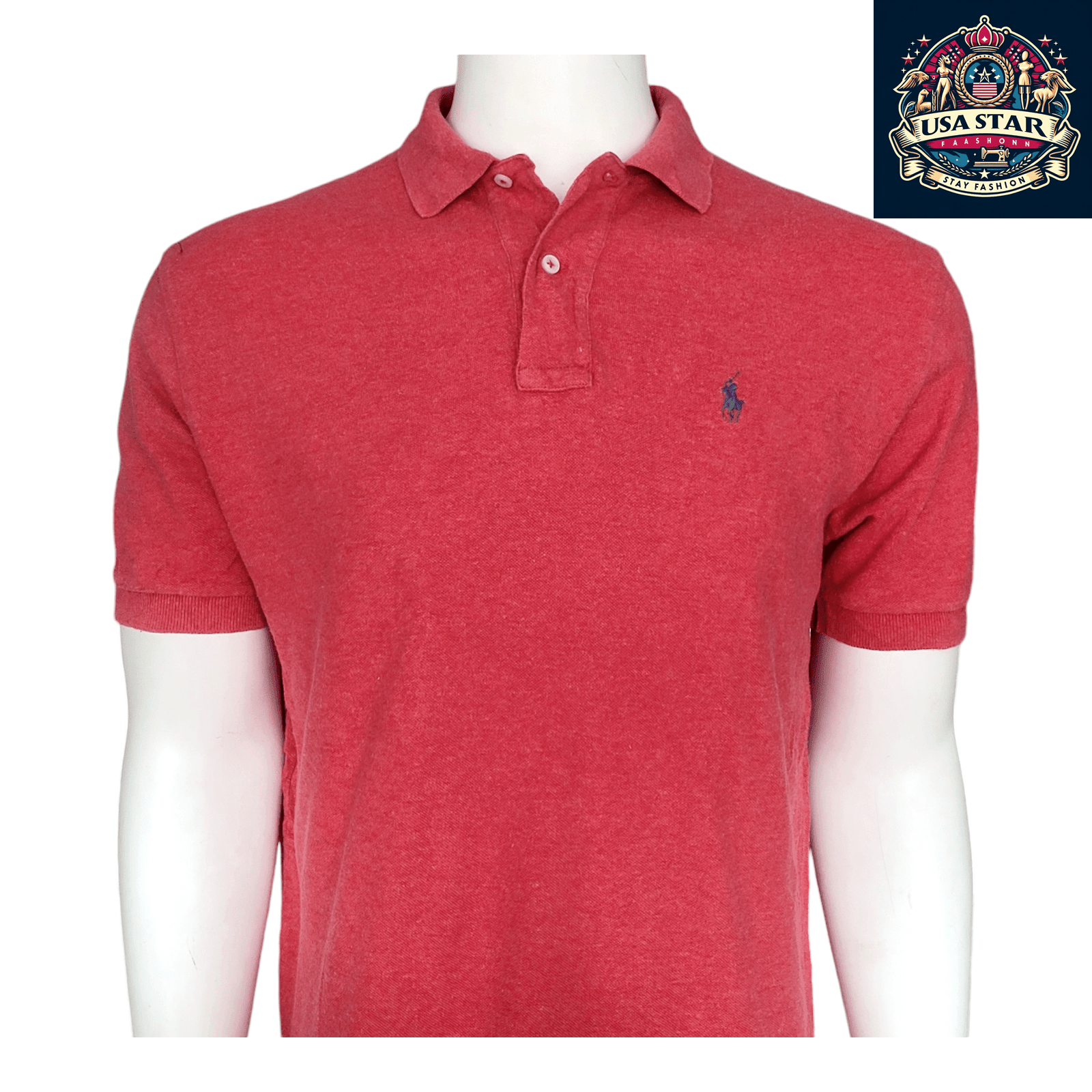 Polo Ralph Lauren Men's Red Classic Fit Polo Shirt, 100% Cotton, Timeless Casual Style, Size M - USASTARFASHION