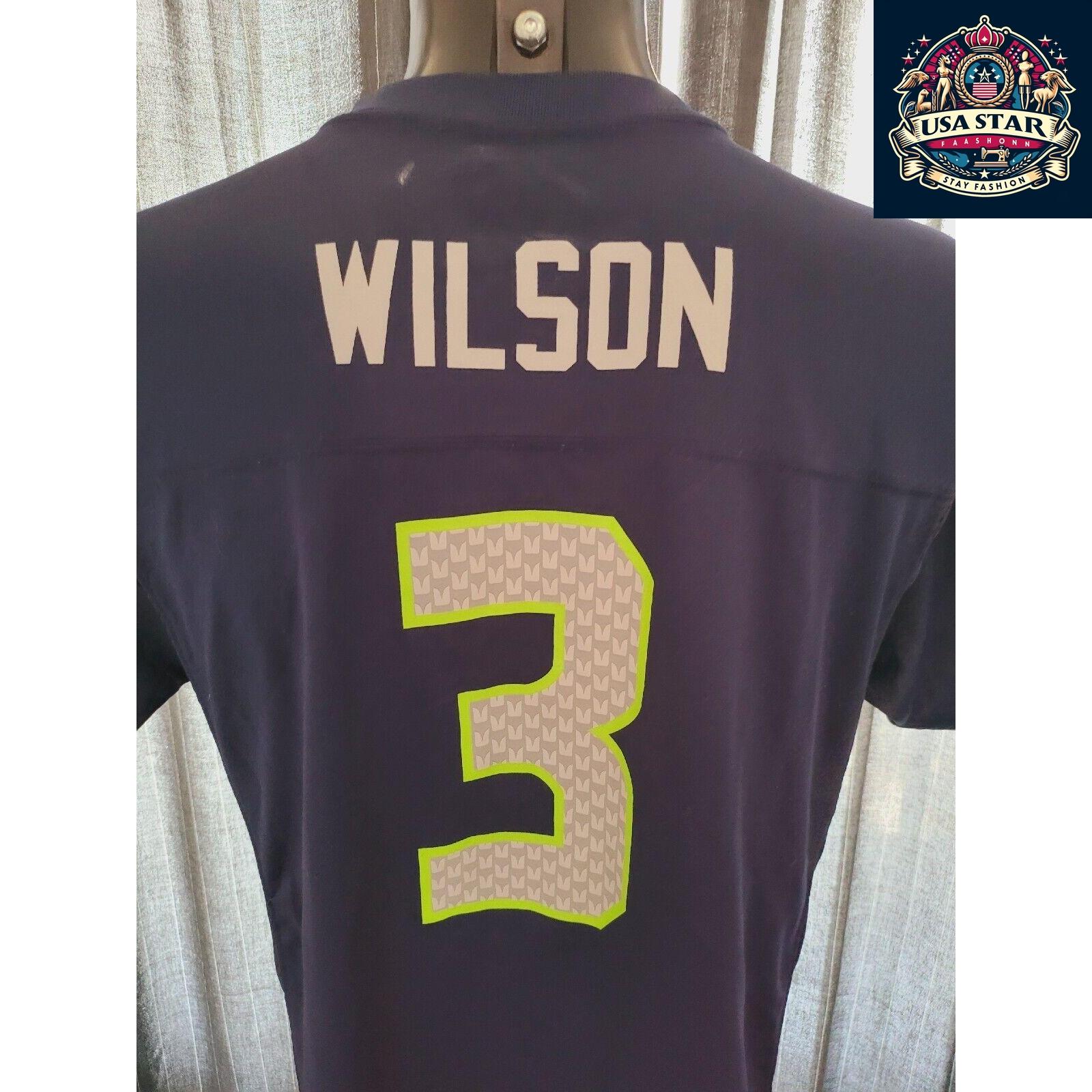 Seattle Seahawks Youth Jersey XL (18-20) - Wilson #3, Breathable Fabric, Grade A Condition - USASTARFASHION