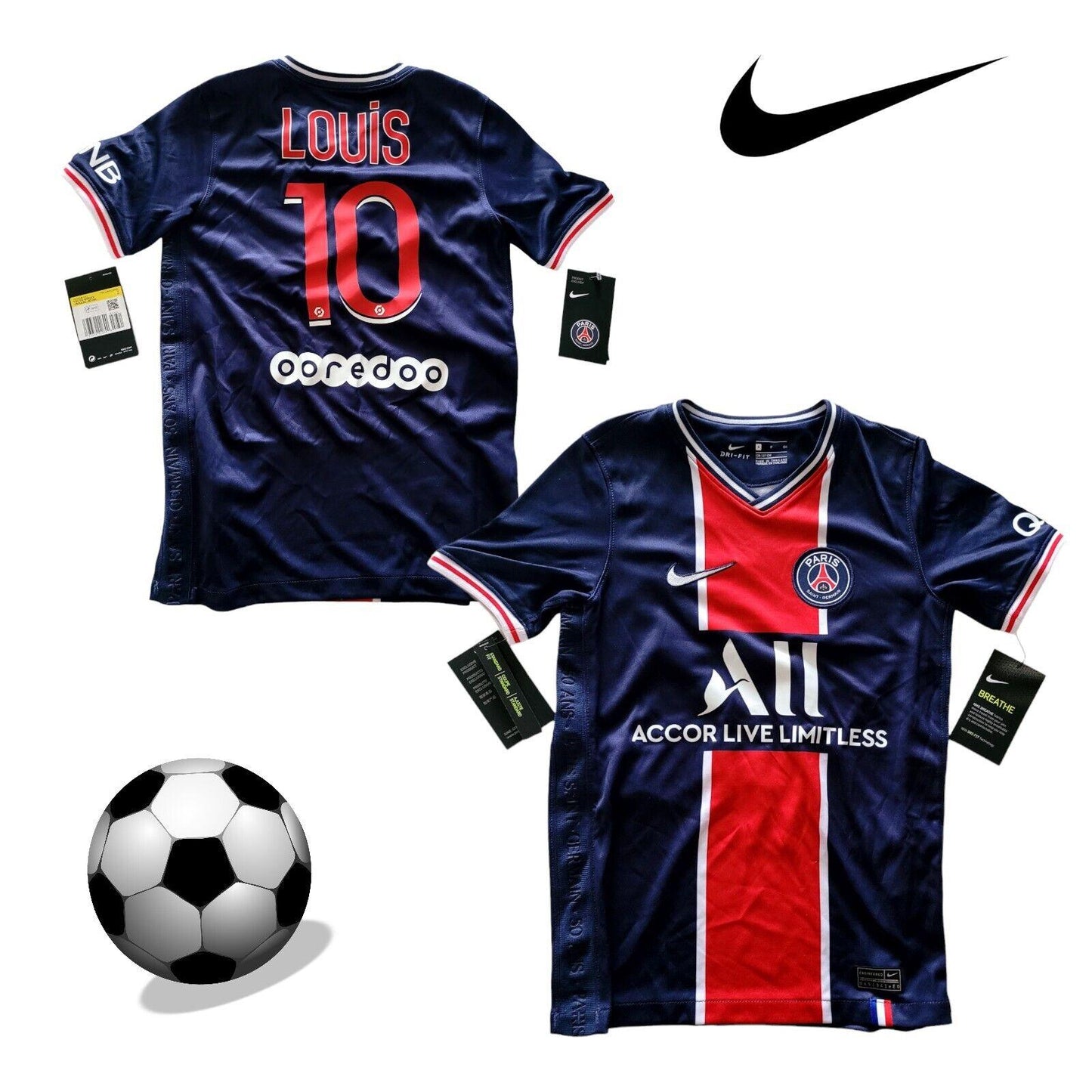 Nike PSG Paris Saint-Germain Home Jersey Size S Youth - Louis #10 - New with...-USASTARFASHION