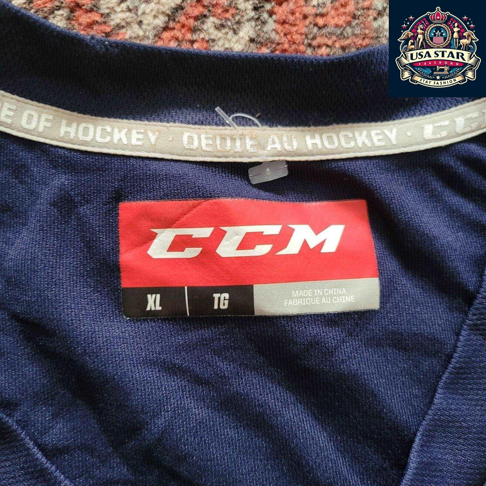 Adult CCM Hockey Jersey XL - Navy Blue with CCHL Emblem and Bold '13' Design for Players - USASTARFASHION