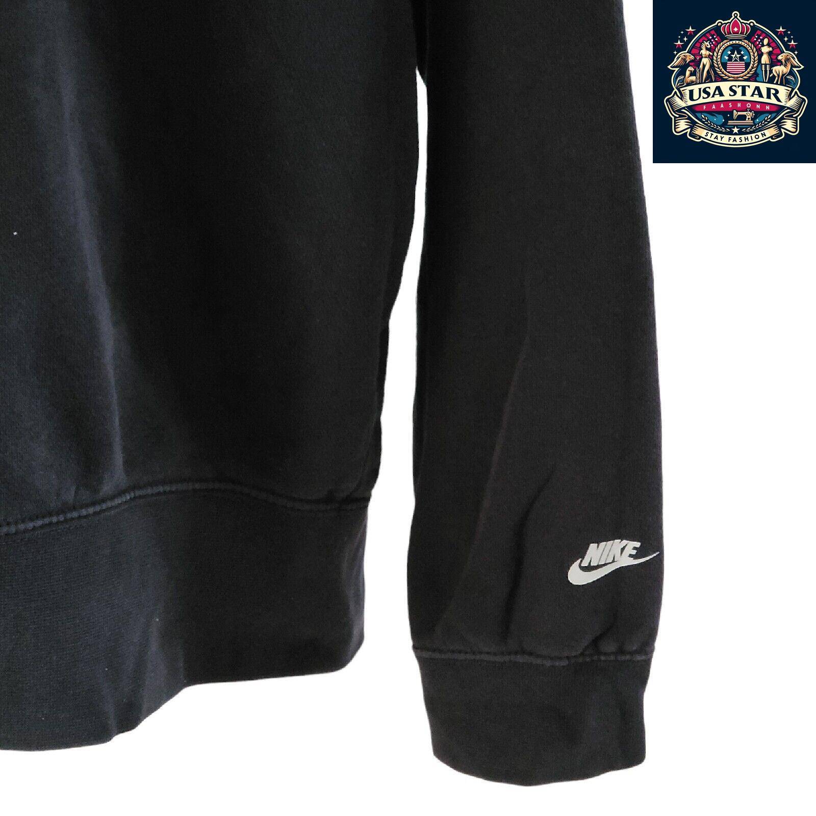 Nike Women's Hoodie Medium Black Cotton, Cozy Relaxed Fit with Iconic Logo & Front Pocket - USASTARFASHION