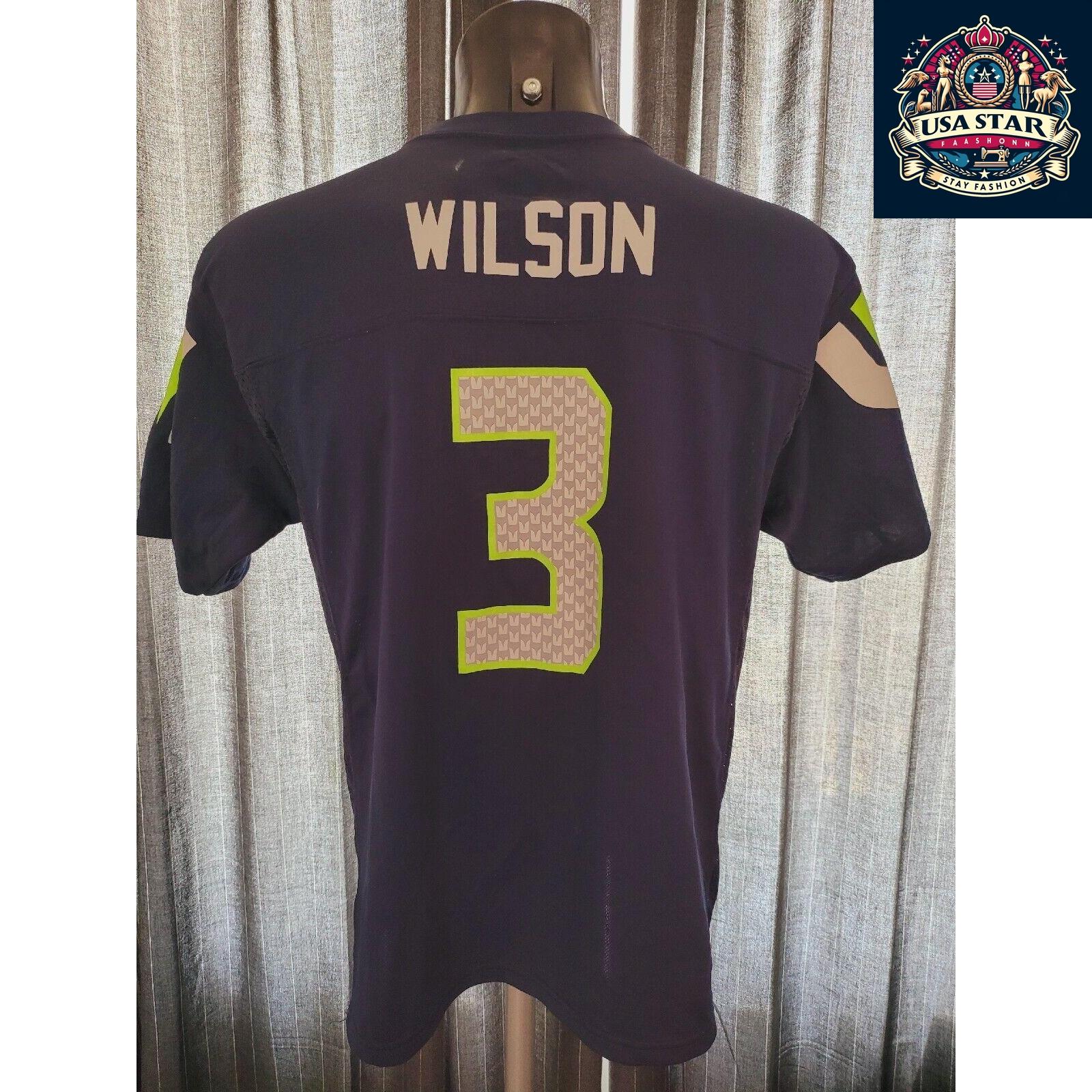 Seattle Seahawks Youth Jersey XL (18-20) - Wilson #3, Breathable Fabric, Grade A Condition - USASTARFASHION