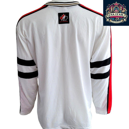 Vintage Team Canada Hockey Jersey - Large, 100% Polyester, Retro Style with Bold Graphics - USASTARFASHION