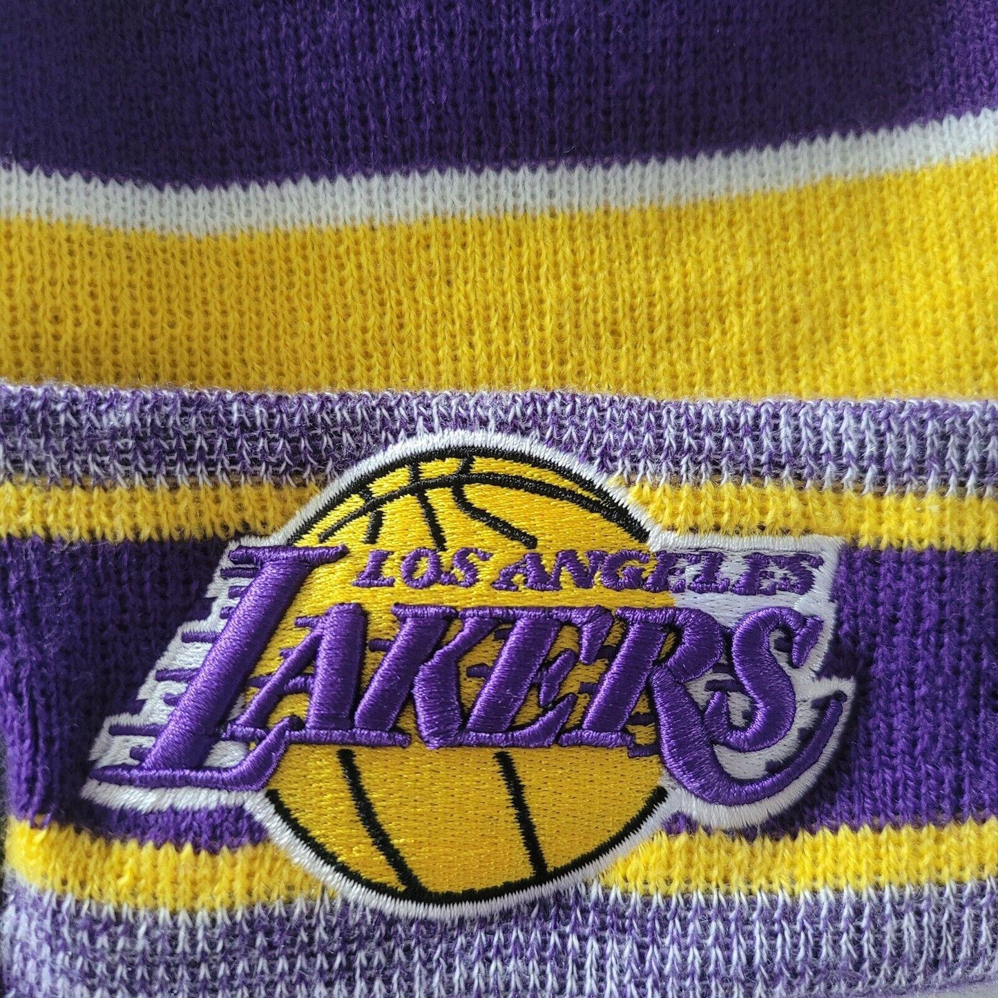 Los Angeles Lakers New Era Beanie Hat with Marled Stripe Pom - One Size-USASTARFASHION