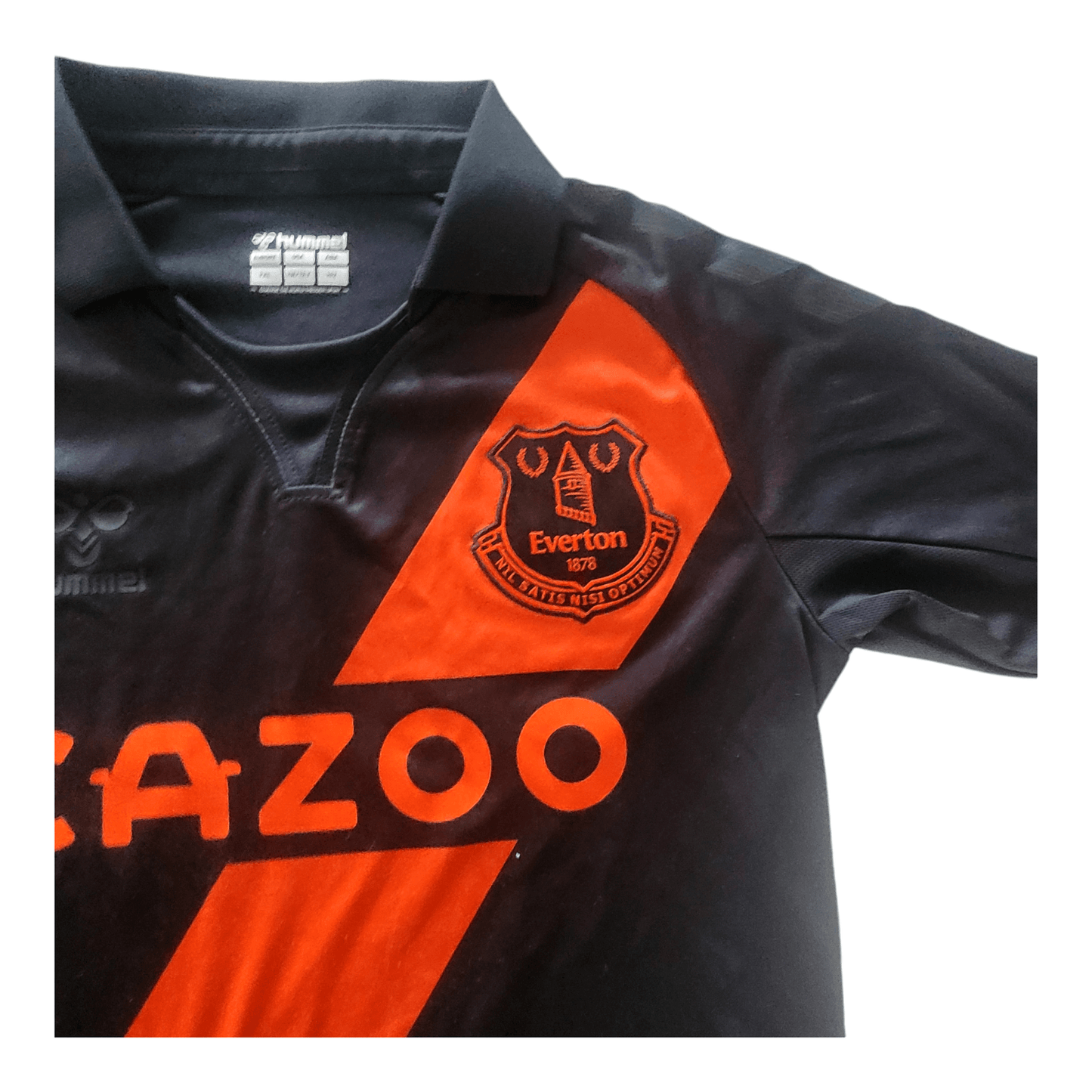 Everton FC 2021-2022 Third Jersey Youth 12Y/152cm Hummel Cazoo Black/Orange Foot