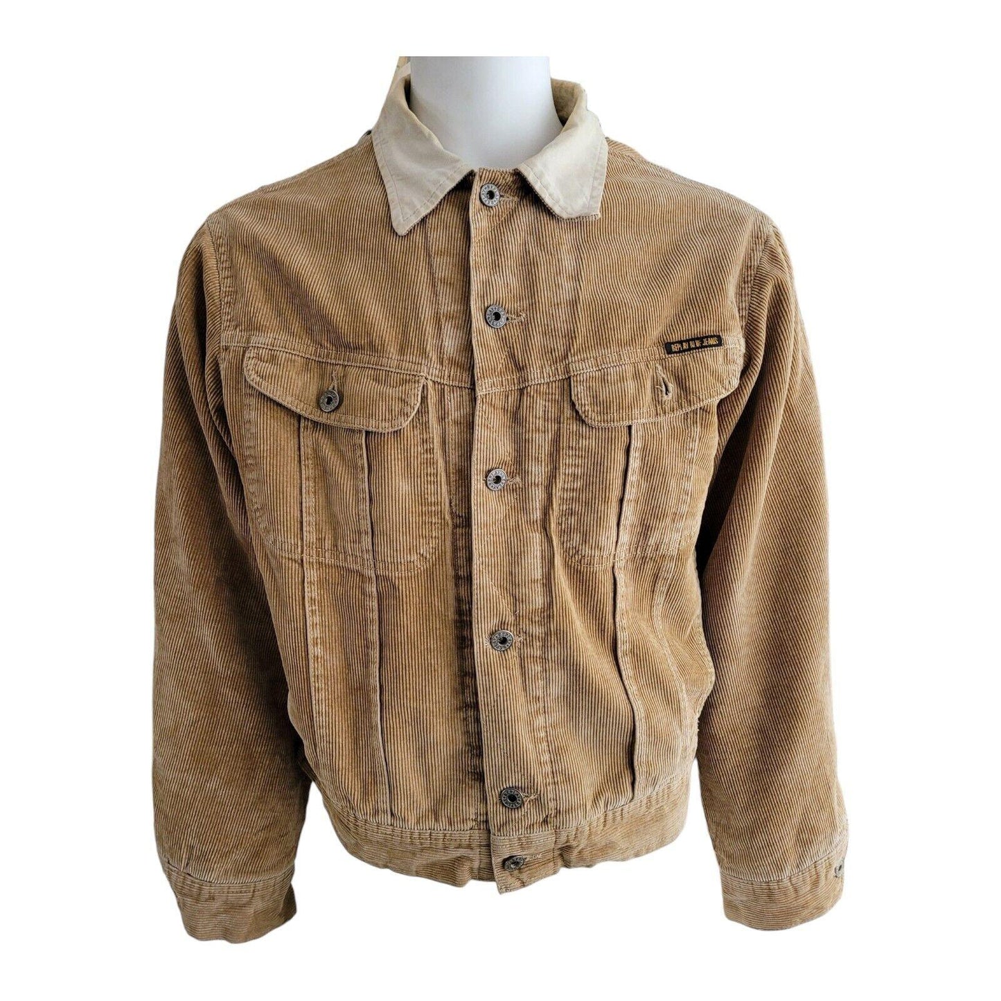 Replay Men XL Corduroy Trucker Jacket with Button-Down Closure-USASTARFASHION